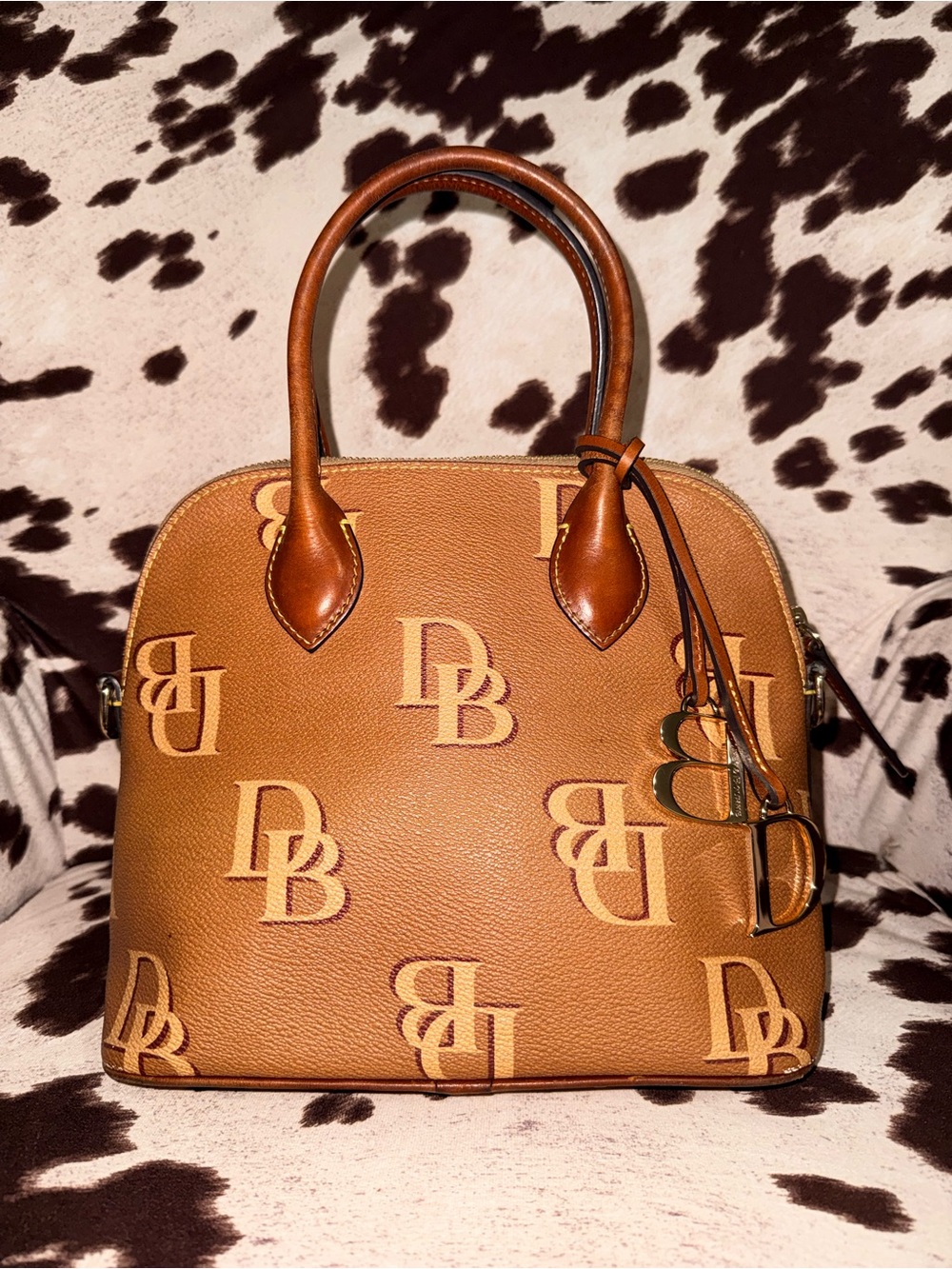 STUNNING Dooney & Bourke Signature Monogram Leather Satchel